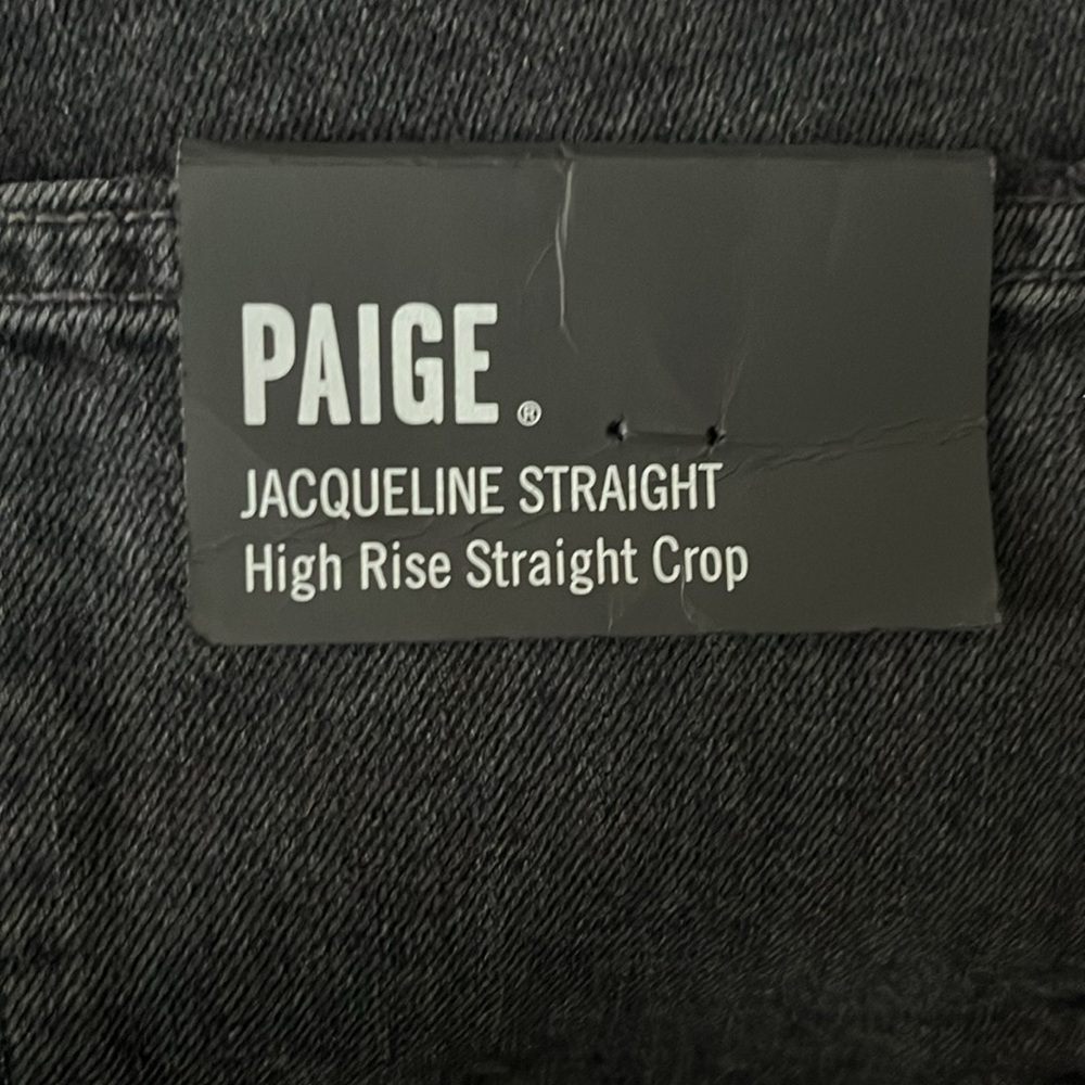 NWT PAIGE Jacqueline High Rise Straight Crop Dripping Sequins Black Size 24 - Picture 4 of 6